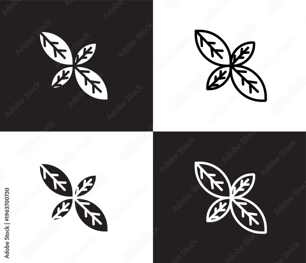 Fototapeta premium basil icon. Outline and filled basil icon from vegetables and fruits collection. Thin line and Solid vectors isolated on black, white background. Editable basil symbol