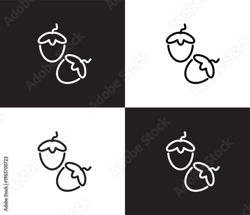 hazelnut icon. Outline and filled hazelnut icon from vegetables and fruits collection. Thin line and Solid vectors isolated on black, white background. Editable hazelnut symbol