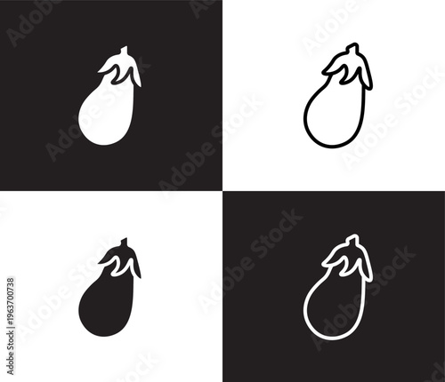 aubergine icon. Outline and filled aubergine icon from vegetables and fruits collection. Thin line and Solid vectors isolated on black, white background. Editable aubergine symbol