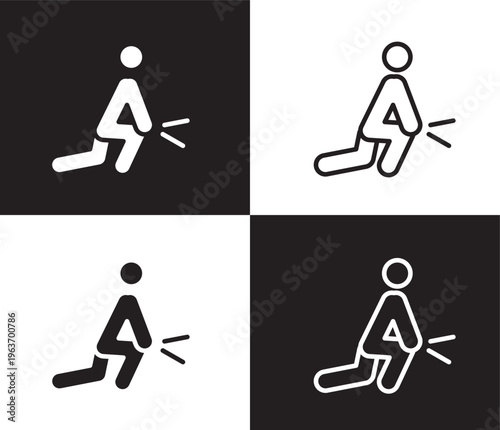 sore human icon. Outline and filled sore human icon from feeling and reaction collection. Thin line and Solid vectors isolated on black, white background. Editable sore human symbol