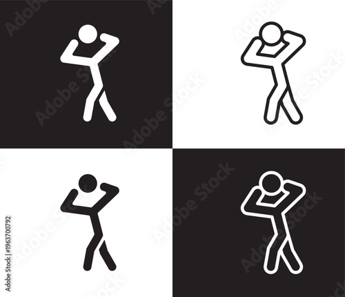 scared human icon. Outline and filled scared human icon from feeling and reaction collection. Thin line and Solid vectors isolated on black, white background. Editable scared human symbol