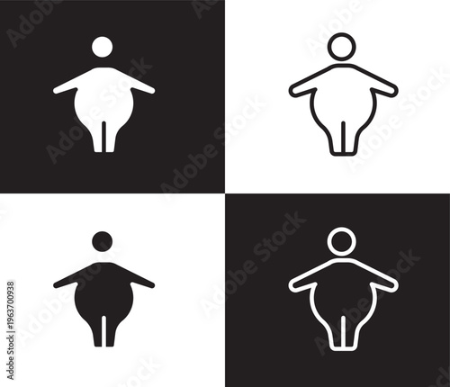 fat human icon. Outline and filled fat human icon from feeling and reaction collection. Thin line and Solid vectors isolated on black, white background. Editable fat human symbol