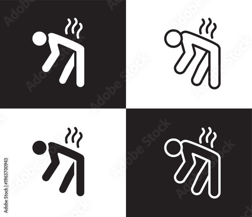 exhausted human icon. Outline and filled exhausted human icon from feeling and reaction collection. Thin line and Solid vectors isolated on black, white background. Editable exhausted human symbol