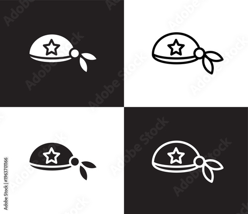 pirate scarf icon. Outline and filled pirate scarf icon from fashion and things collection. Thin line and Solid vectors isolated on black, white background. Editable pirate scarf symbol