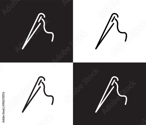 stitching icon. Outline and filled stitching icon from fashion and things collection. Thin line and Solid vectors isolated on black, white background. Editable stitching symbol