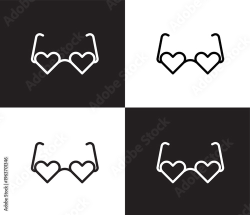 heart eyeglasses icon. Outline and filled heart eyeglasses icon from fashion and things collection. Thin line and Solid vectors isolated on black, white background. Editable heart eyeglasses symbol
