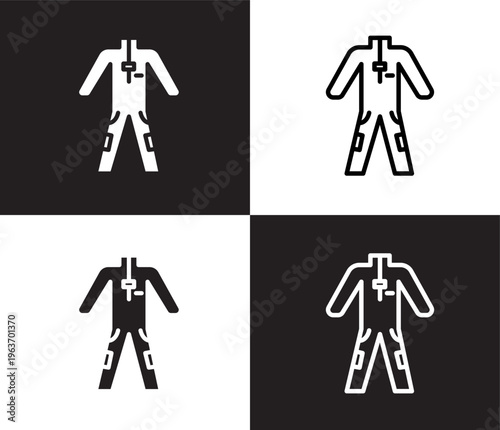 working coverall icon. Outline and filled working coverall icon from fashion and things collection. Thin line and Solid vectors isolated on black, white background. Editable working coverall symbol