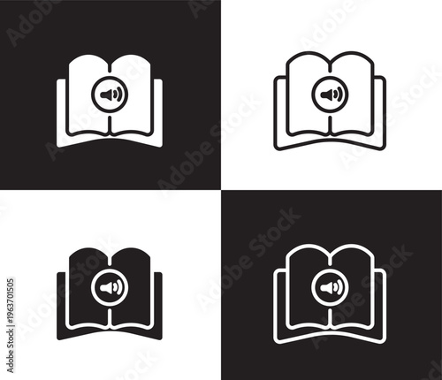 audiobook icon. Outline and filled audiobook icon from education and science collection. Thin line and Solid vectors isolated on black, white background. Editable audiobook symbol