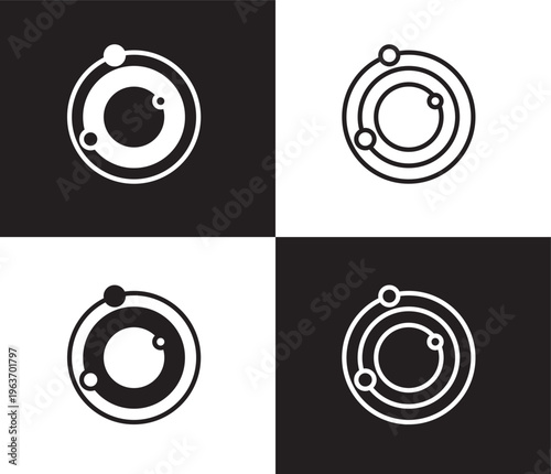 atomic orbitals icon. Outline and filled atomic orbitals icon from education and science collection. Thin line and Solid vectors isolated on black, white background. Editable atomic orbitals symbol