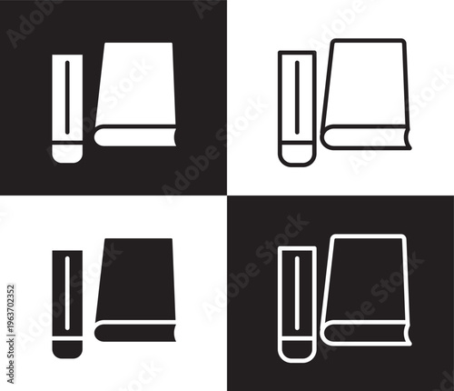 hardbound book icon. Outline and filled hardbound book, bibliophile icon from education collection. Thin line and Solid vectors isolated on black, white background. Editable hardbound book symbol