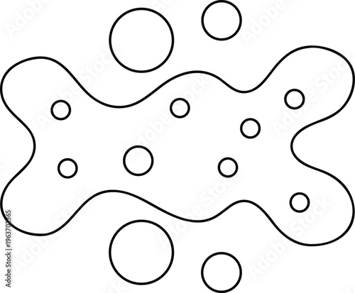 1306 amoeba irregular shape with pseudopods line art vector illustration on transparent background