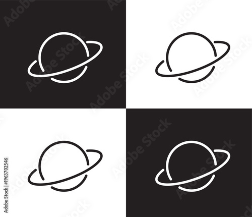 planet saturn icon. Outline and filled planet saturn, saturn icon from education collection. Thin line and Solid vectors isolated on black, white background. Editable planet saturn symbol
