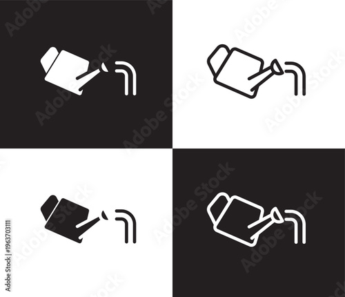 watering can icon. Outline and filled watering can, can icon from ecology collection. Thin line and Solid vectors isolated on black, white background. Editable watering can symbol