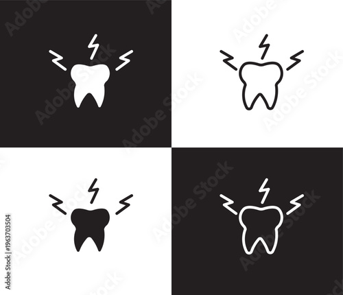 toothache icon. Outline and filled toothache icon from dental health collection. Editable toothache symbol