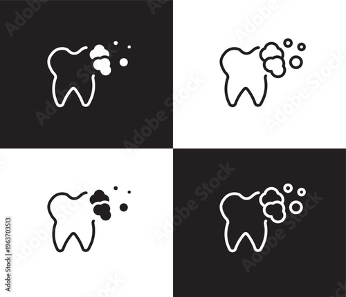 tooth cleaning icon. Outline and filled tooth cleaning icon from dental health collection. Editable tooth cleaning symbol