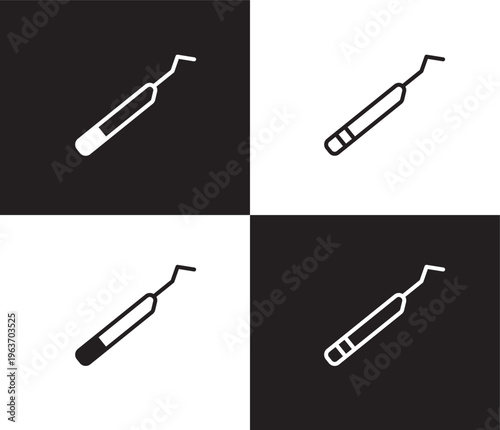 periodontal scaler icon. Outline and filled periodontal scaler icon from dental health collection. Editable periodontal scaler symbol