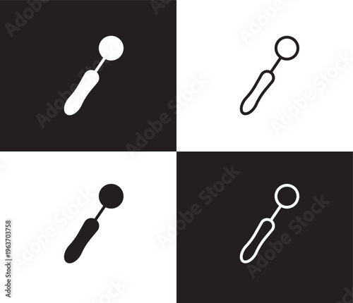 dentist mirror icon. Outline and filled dentist mirror icon from dental health collection. Editable dentist mirror symbol