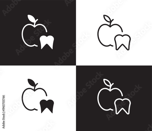 dentist apple icon. Outline and filled dentist apple icon from dental health collection. Editable dentist apple symbol