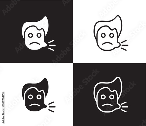 sick boy icon. Outline and filled sick boy icon from dental health collection. Editable sick boy symbol