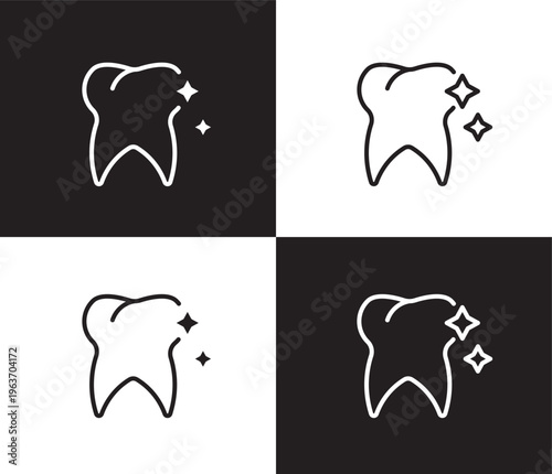 tooth whitening icon. Outline and filled tooth whitening icon from dental health collection. Editable tooth whitening symbol