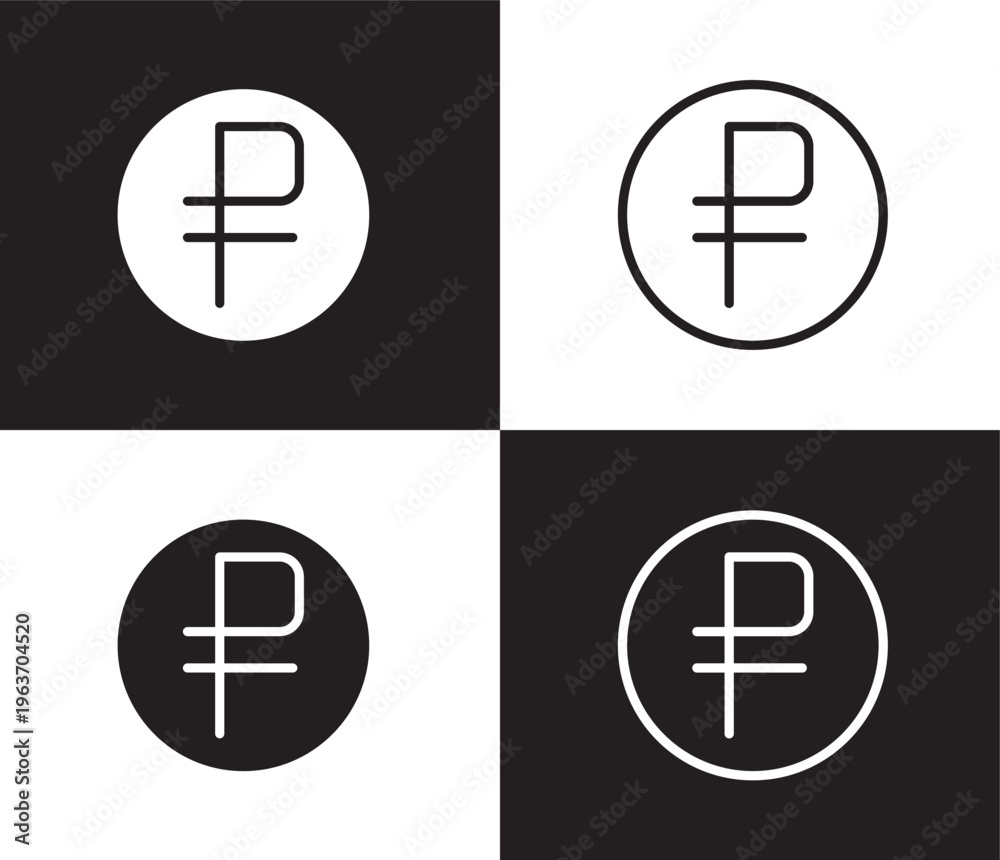 Obraz premium ruble icon. Outline and filled ruble icon from culture and civilization collection. Thin line and Solid vectors isolated on black, white background. Editable ruble symbol