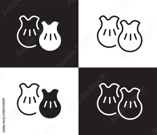 wontons icon. Outline and filled wontons icon from culture and civilization collection. Thin line and Solid vectors isolated on black, white background. Editable wontons symbol