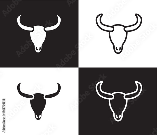 skull of a bull icon. Outline and filled skull of a bull icon from culture and civilization collection. Thin line and Solid vectors isolated on black, white background. Editable skull of a bull symbol