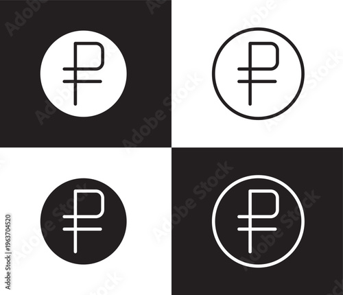 ruble icon. Outline and filled ruble icon from culture and civilization collection. Thin line and Solid vectors isolated on black, white background. Editable ruble symbol