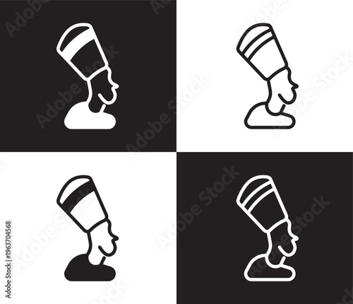 nefertiti icon. Outline and filled nefertiti icon from culture and civilization collection. Thin line and Solid vectors isolated on black, white background. Editable nefertiti symbol