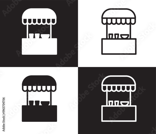 food stall icon. Outline and filled food stall icon from culture and civilization collection. Thin line and Solid vectors isolated on black, white background. Editable food stall symbol
