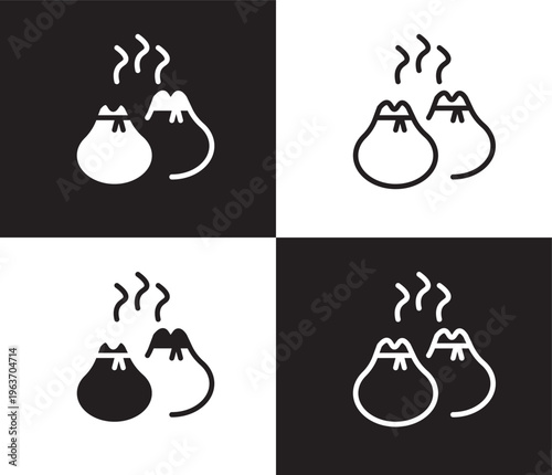 dumplings icon. Outline and filled dumplings icon from culture and civilization collection. Thin line and Solid vectors isolated on black, white background. Editable dumplings symbol