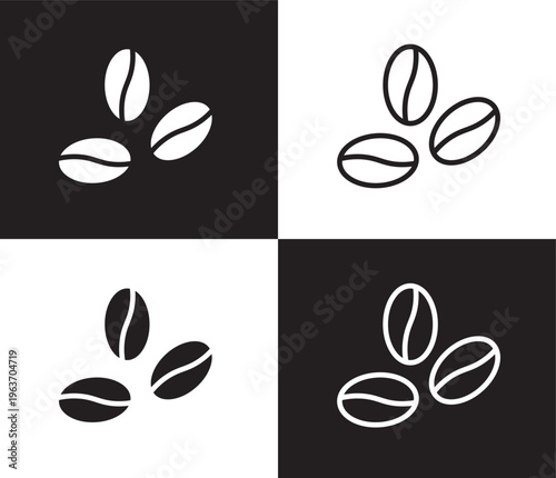 coffee grains icon. Outline and filled coffee grains icon from culture and civilization collection. Thin line and Solid vectors isolated on black, white background. Editable coffee grains symbol
