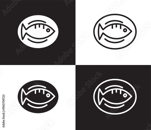 cantonese fish icon. Outline and filled cantonese fish icon from culture and civilization collection. Thin line and Solid vectors isolated on black, white background. Editable cantonese fish symbol
