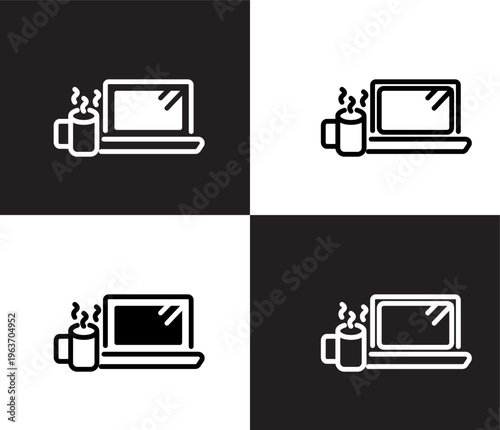 morning work icons. Thin line morning work, business icon from computer and tech collection. Thin line and Solid vectors isolated on black, white background. Editable morning work symbol