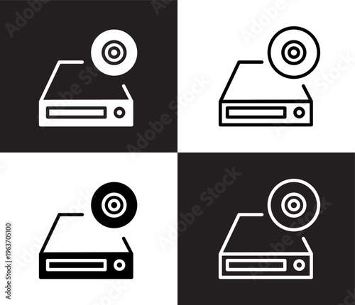 dvd drive icons. Thin line dvd drive, drive icon from computer and tech collection. Thin line and Solid vectors isolated on black, white background. Editable dvd drive symbol