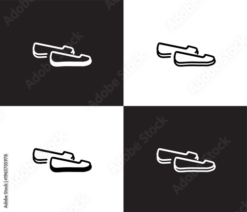 loafer icon. Outline and filled loafer icon from clothes and outfit collection. Thin line and Solid vectors isolated on black, white background. Editable loafer symbol
