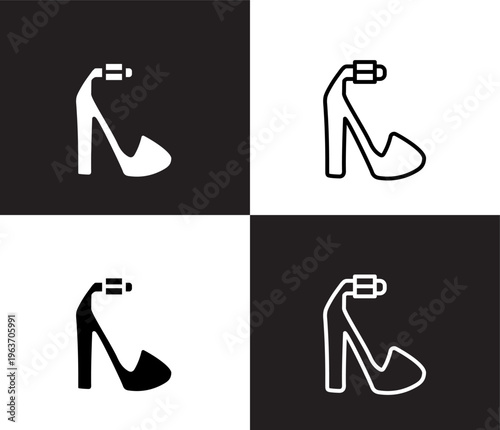platform sandals icon. Outline and filled platform sandals icon from clothes and outfit collection. Thin line and Solid vectors isolated on black, white background. Editable platform sandals symbol