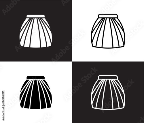 tulle skirt icon. Outline and filled tulle skirt icon from clothes and outfit collection. Thin line and Solid vectors isolated on black, white background. Editable tulle skirt symbol