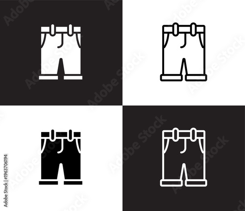 chino shorts icon. Outline and filled chino shorts icon from clothes and outfit collection. Thin line and Solid vectors isolated on black, white background. Editable chino shorts symbol