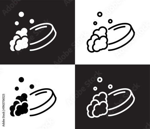 soap cleanin icon. Outline and filled soap cleanin, brush icon from cleaning collection. Thin line and Solid vectors isolated on black, white background. Editable soap cleanin symbol