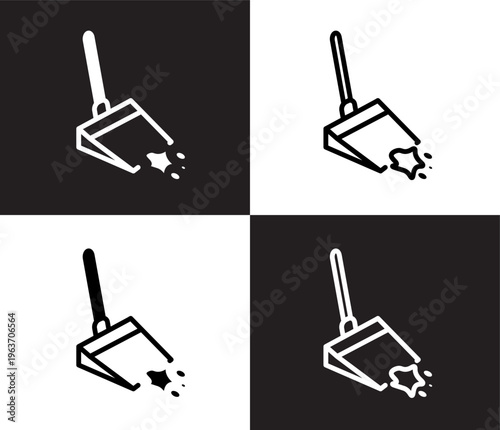 dustpan cleanin icon. Outline and filled dustpan cleanin, sponge icon from cleaning collection. Thin line and Solid vectors isolated on black, white background. Editable dustpan cleanin symbol