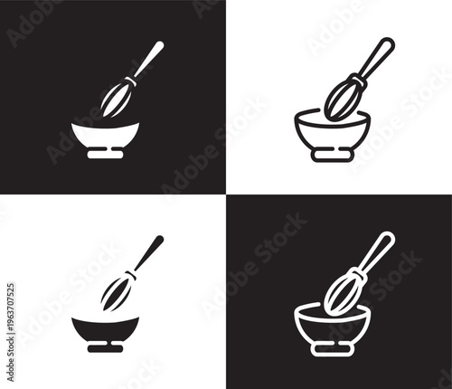 manual mixer icon. Outline and filled manual mixer icon from restaurant collection. Thin line and Solid vectors isolated on black, white background. Editable manual mixer symbol
