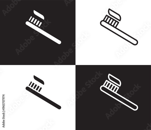 toothbrush icon. Outline and filled toothbrush icon from beauty and elegance collection. Thin line and Solid vectors isolated on black, white background. Editable toothbrush symbol