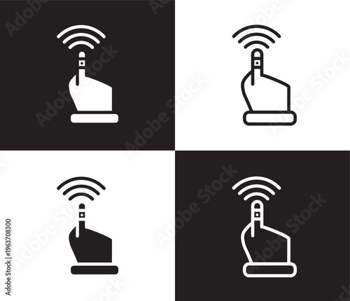finger control icon. Outline and filled finger control icon from artificial intellegence collection. Thin line and Solid vectors isolated on black, white background. Editable finger control symbol