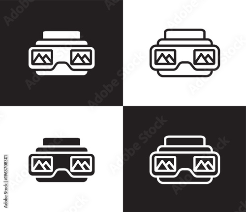 stereoscope icon. Outline and filled stereoscope icon from artificial intellegence collection. Thin line and Solid vectors isolated on black, white background. Editable stereoscope symbol