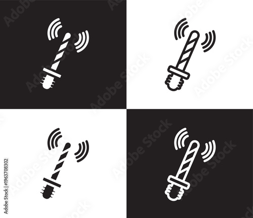 ar wand icon. Outline and filled ar wand icon from artificial intellegence collection. Thin line and Solid vectors isolated on black, white background. Editable ar wand symbol