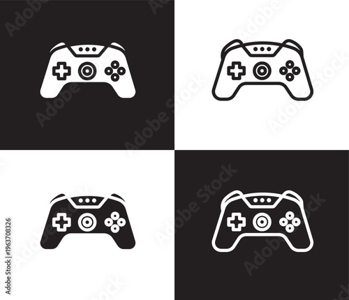 game control icon. Outline and filled game control icon from artificial intellegence collection. Thin line and Solid vectors isolated on black, white background. Editable game control symbol