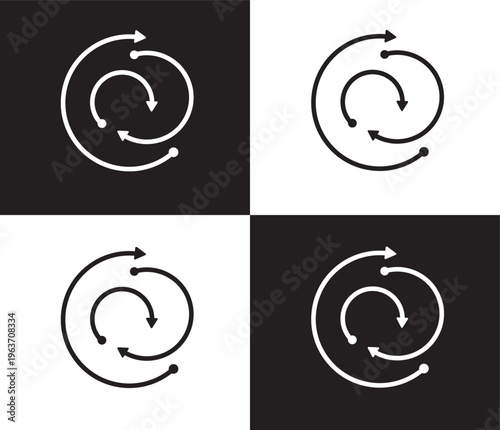 rotation icon. Outline and filled rotation icon from artificial intellegence collection. Thin line and Solid vectors isolated on black, white background. Editable rotation symbol