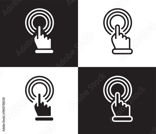 touch screen icon. Outline and filled touch screen icon from artificial intellegence collection. Thin line and Solid vectors isolated on black, white background. Editable touch screen symbol