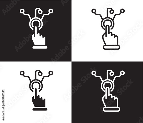 interactivity icon. Outline and filled interactivity icon from artificial intellegence collection. Thin line and Solid vectors isolated on black, white background. Editable interactivity symbol